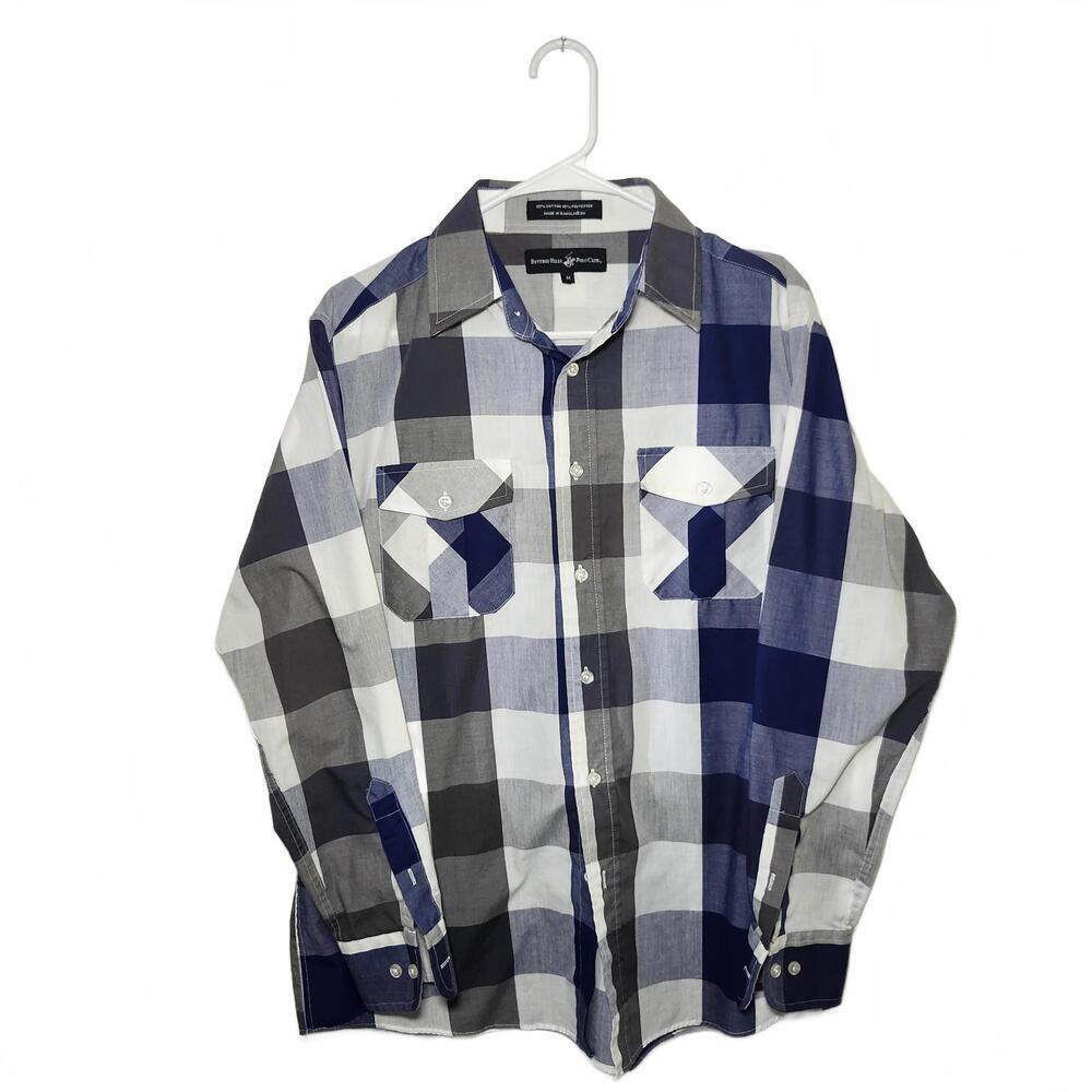 Beverly-hills-polo-club Men's Blue and Grey Shirt